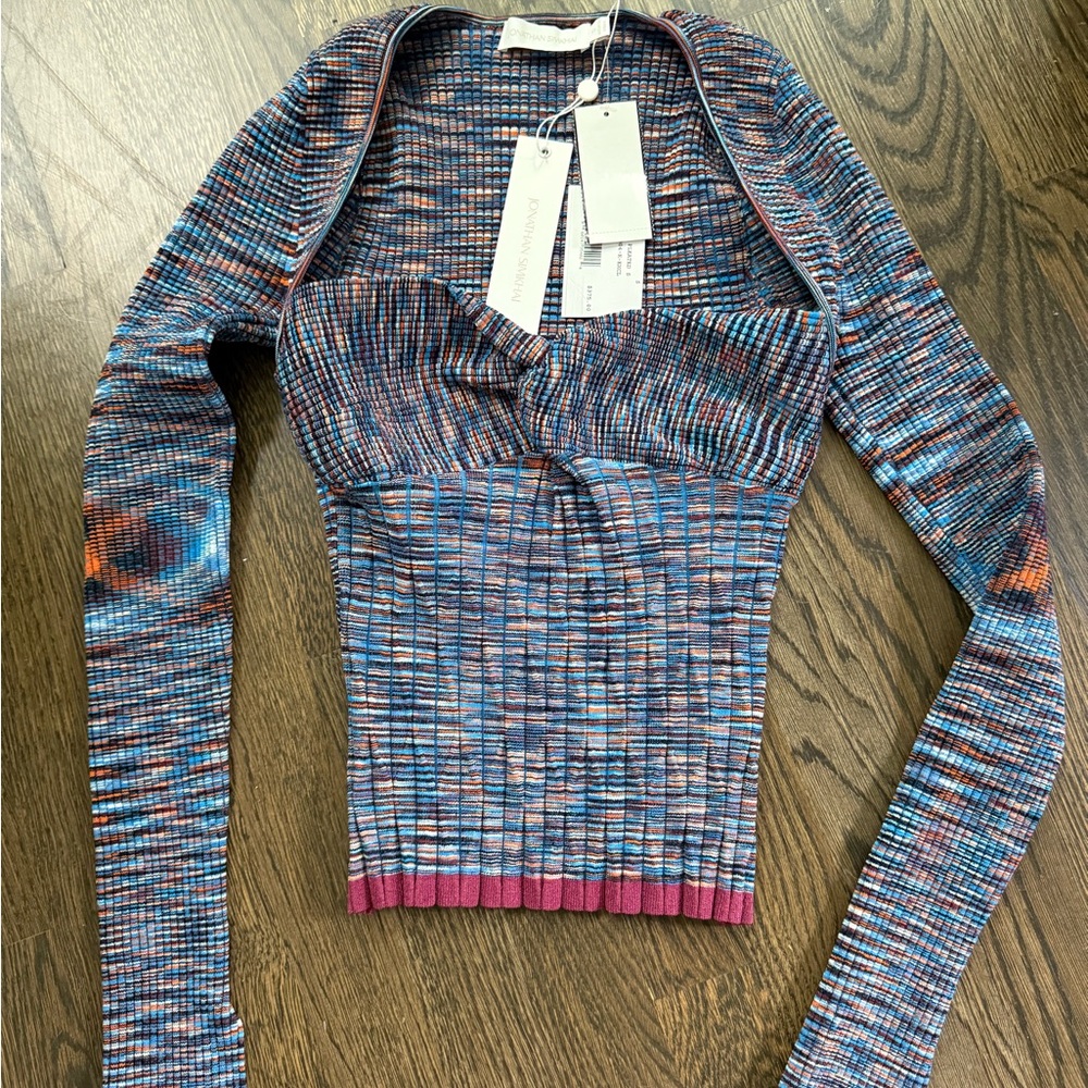 Jonathan Simkhai Blue and Orange Knit Top
